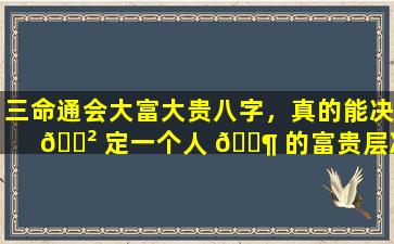 三命通会大富大贵八字，真的能决 🌲 定一个人 🐶 的富贵层次吗